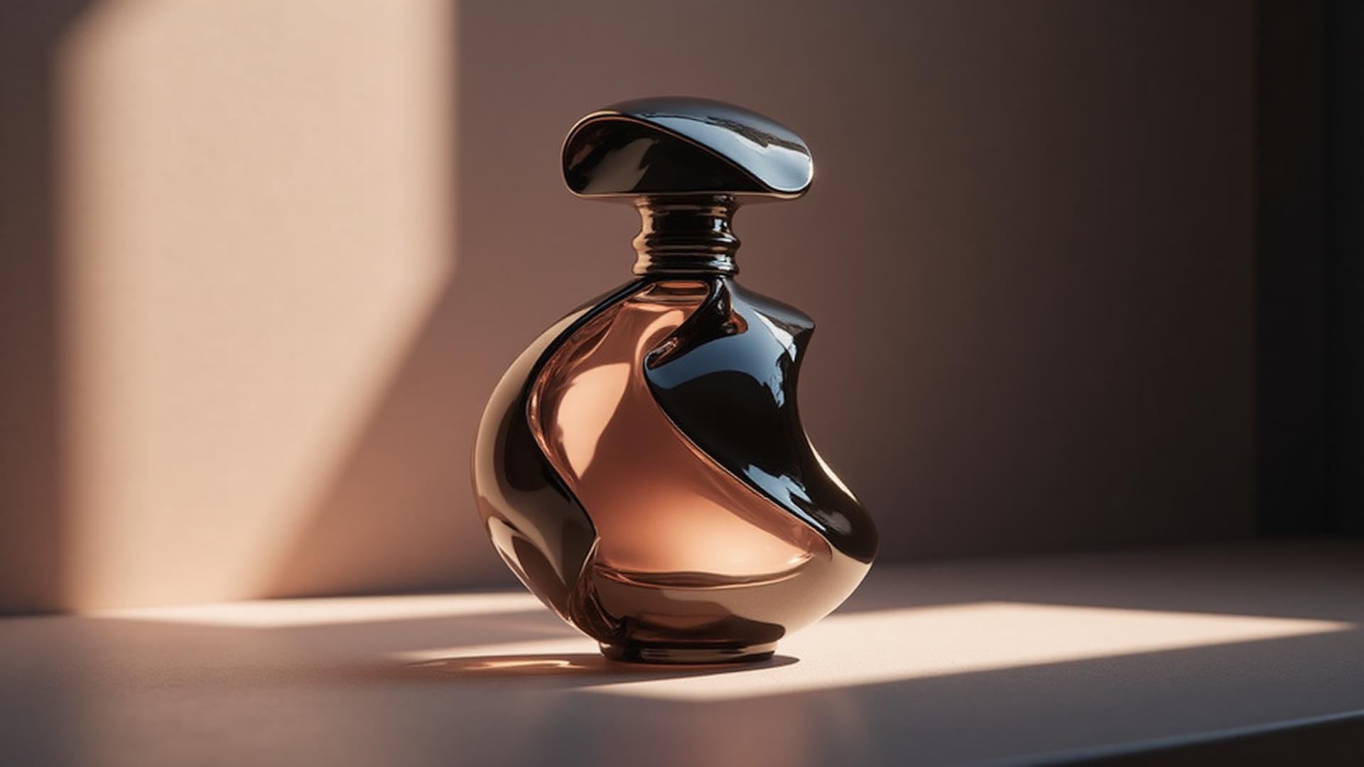 Elegant luxury perfume with flowing smoke